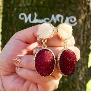 Anthropologie Gold and Deep Red Earrings